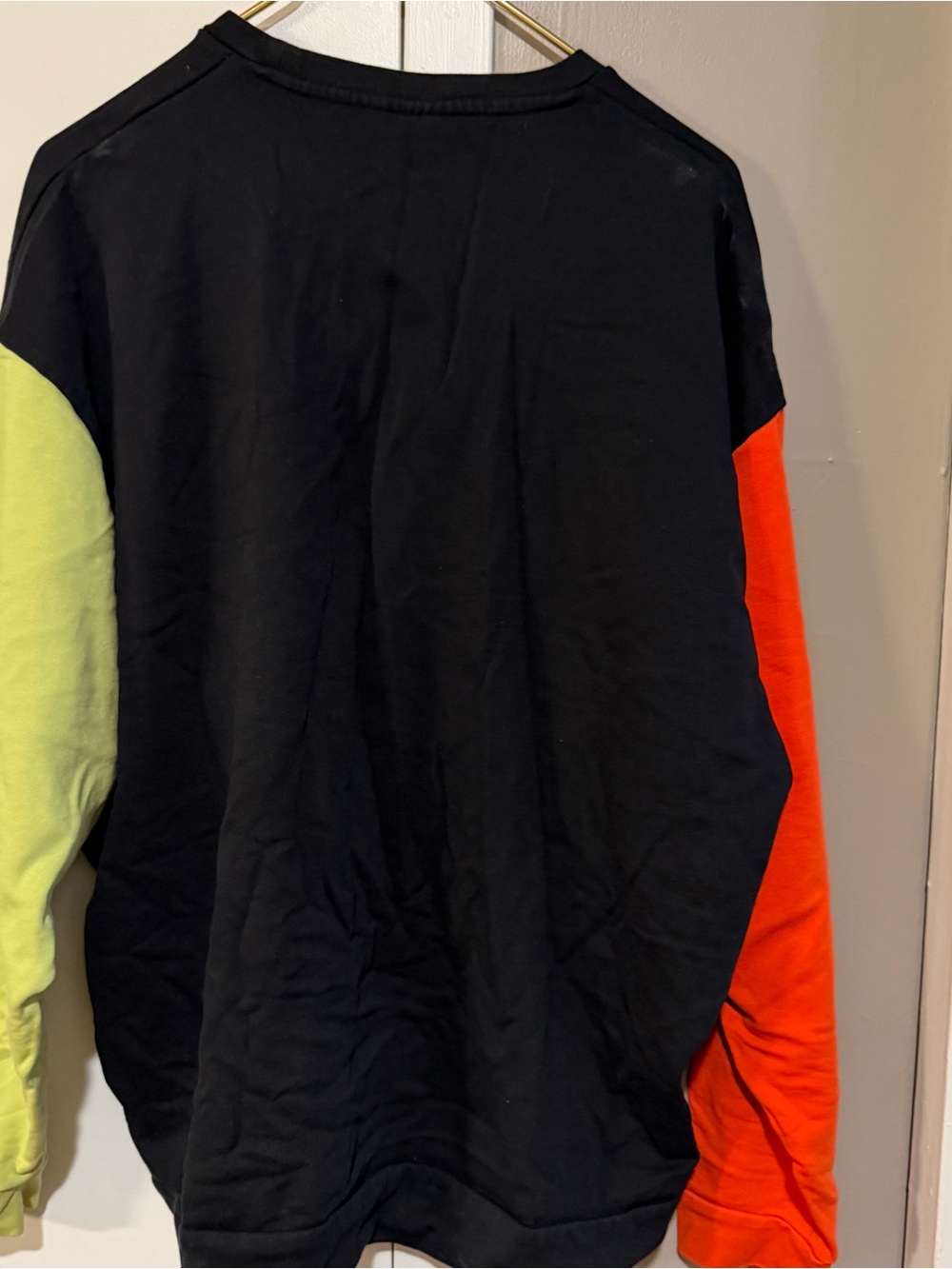 ASOS Black Sweatshirt with Lime Green and Orange Sleeves